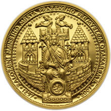 Náhled Averzní strany - 750 let od založení Menšího Města pražského Přemyslem Otakarem II.  - zlato b.k.