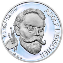 Náhled Averzní strany - Adolf Liebscher - 160. výročí narození stříbro patina