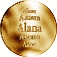 Náhled Reverzní strany - Slovenská jména - Alana - velká zlatá medaile 1 Oz