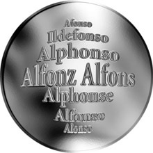 Náhled Reverzní strany - Slovenská jména - Alfonz - velká stříbrná medaile 1 Oz