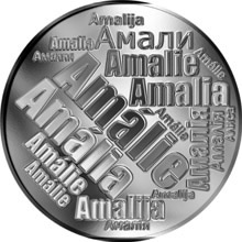 Náhled Reverzní strany - Česká jména - Amálie - velká stříbrná medaile 1 Oz