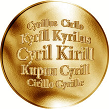Náhled Reverzní strany - Slovenská jména - Cyril - zlatá medaile