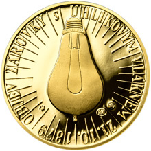 Náhled Reverzní strany - Thomas Alva Edison - 135. výročí sestrojení žárovky zlato b.k.