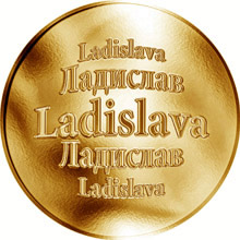 Náhled Reverzní strany - Slovenská jména - Ladislava - velká zlatá medaile 1 Oz