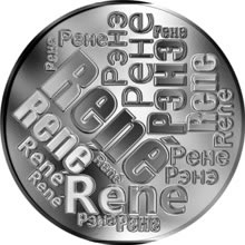 Náhled Reverzní strany - Česká jména - René - velká stříbrná medaile 1 Oz