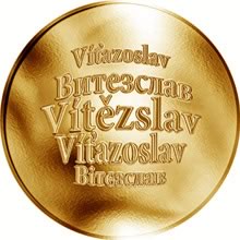 Náhled Reverzní strany - Česká jména - Vítězslav - zlatá medaile