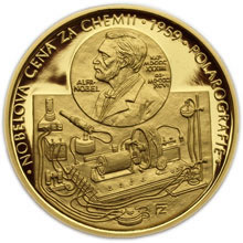 Náhled Reverzní strany - Medaile k 50. výročí udělení Nobelovy ceny J. Heyrovskému