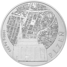 Náhled Averzní strany - Stříbrná investiční medaile Statutární město Plzeň - 1 000 g