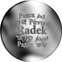 Náhled Reverzní strany - Česká jména - Radek - velká stříbrná medaile 1 Oz