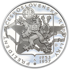Náhled Reverzní strany - Stříbrná medaile Českoslovenští prezidenti - Antonín Zápotocký