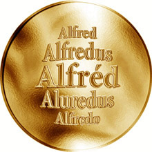 Náhled Reverzní strany - Slovenská jména - Alfréd - velká zlatá medaile 1 Oz