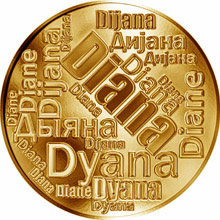 Náhled Reverzní strany - Česká jména - Diana - velká zlatá medaile 1 Oz