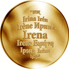 Náhled Reverzní strany - Česká jména - Irena - zlatá medaile