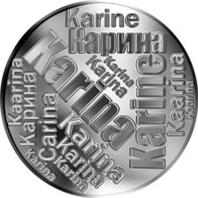 Náhled Reverzní strany - Česká jména - Karina - velká stříbrná medaile 1 Oz