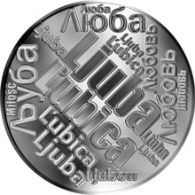 Náhled Reverzní strany - Česká jména - Ljuba - velká stříbrná medaile 1 Oz
