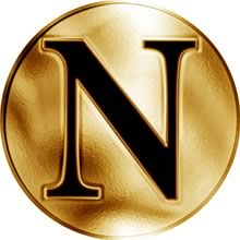 Náhled Averzní strany - Česká jména - Nikolas - velká zlatá medaile 1 Oz
