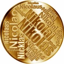 Náhled Reverzní strany - Česká jména - Nikolas - velká zlatá medaile 1 Oz