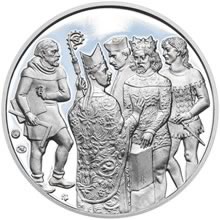 Náhled Reverzní strany - Položení zakladního kamene ke stavbě trojlodí Chrámu sv. Víta - 625. výročí stříbro patina