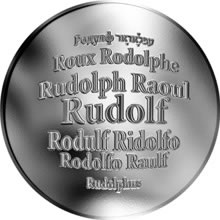 Náhled Reverzní strany - Česká jména - Rudolf - velká stříbrná medaile 1 Oz
