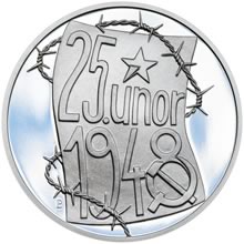 Náhled Reverzní strany - Memento 25. února 1948 - komunistický puč v Československu  - 1 Oz stříbro b.k.