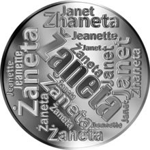 Náhled Reverzní strany - Česká jména - Žaneta - velká stříbrná medaile 1 Oz