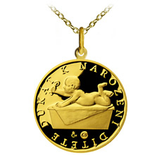 Náhled Averzní strany - Zlatý medailonek na řetízku K narození dítěte 2012 s personifikací proof