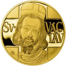 Náhled Averzní strany - Pětidukát svatého Václava se zlatým certifikátem Proof číslovaný