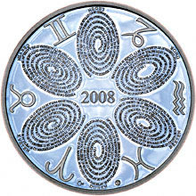 Náhled Reverzní strany - Kalendář 2008 na stříbrné medaili.