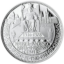 Náhled Reverzní strany - Stříbrná 1 Oz medaile Doba Karla IV. - Karlův most proof