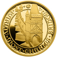Náhled Averzní strany - Zlatý dukát Doba Karla IV. - Karlův most proof