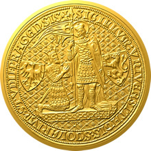 Náhled Reverzní strany - Zlatá medaile s motivem 100 Kč bankovky Karel IV. proof