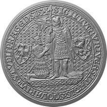 Náhled Reverzní strany - Stříbrná medaile s motivem 100 Kč bankovky - Karel IV. proof