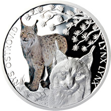 Náhled Averzní strany - Stříbrná mince 1 NZD Rys ostrovid - kolorovaná