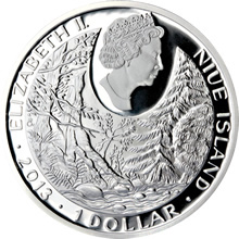 Náhled Reverzní strany - Stříbrná mince 1 NZD Rys ostrovid - kolorovaná