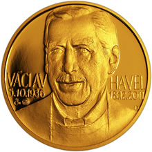 Náhled Averzní strany - Zlatá pamětní medaile Václav Havel Proof