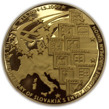 Náhled Reverzní strany - Medaila Au - 1.5.2004 - 5.výročie vstupu SR do EÚ