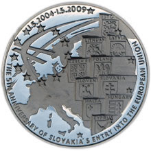 Náhled Reverzní strany - Medaila Ag - 1.5.2004 - 5.výročie vstupu SR do EÚ