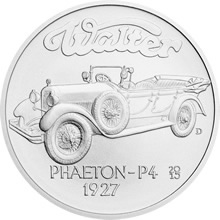Náhled Averzní strany - Stříbrná medaile Walter Phaeton - auta ČSR