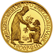 Náhled Averzní strany - Medaile zakládání vinic Karlem IV. Au vroubkovaná hr.