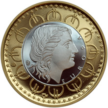Náhled Averzní strany - Bimetalová medaile k zavedení Euro měny Proof - EUROPA