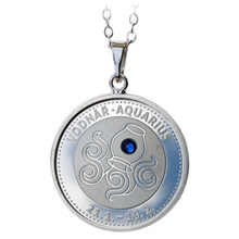 Náhled Averzní strany - Stříbrný medailonek znamení zvěrokruhu - vodnář