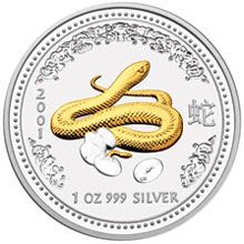 Náhled - 2001 Snake 1 Oz  gilded coin