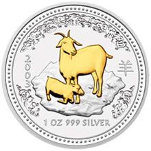 Náhled - 2003 Goat 1 Oz  gilded coin