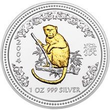 Náhled - 2004 Monkey 1 Oz  gilded coin