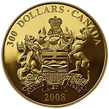 Náhled - 2008 $300 Gold Coat of Arms Alberta