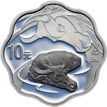 Náhled - Year of Ox - 2009 -  1 Oz Ag Proof Flower shaped
