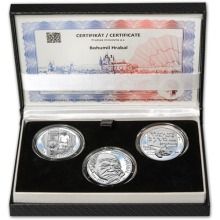 Náhled - BOHUMIL HRABAL – návrhy mince 200 Kč - sada 3x stříbro 1 Oz Proof