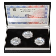 Náhled - MOST V KARVINÉ-DARKOVĚ – návrhy mince 5000 Kč sada 3x stříbro 1 Oz b.k.