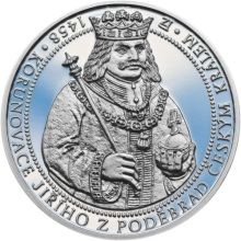 Náhled - 550 let od korunovace Jiřího z Poděbrad českým králem - stříbro patina