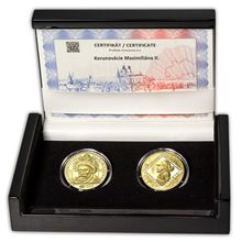Náhled - Korunovácia Maximiliána II. - návrhy mince 100 € sada Au medailí 1 Oz b.k.